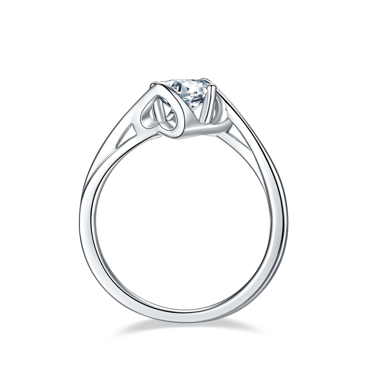 Twisted Arm Classic Angel Kiss S925 Silver Plated Platinum Moissanite Women's Ring 1 Carat D-Class